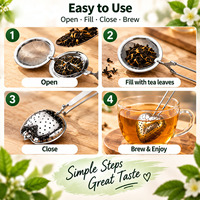 Infuseur à thé en maille en acier inoxydable plaqué or en forme de cœur, avec poignée, pour feuilles de thé, personnalisé et économique