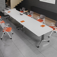 Table de conférence et de salle à manger multifonctionnelle moderne en bois massif, pliable et réglable, écologique, mobilier de bureau commercial en métal