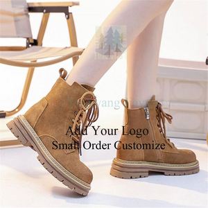 Bottines à lacets en cuir <span class=keywords><strong>noir</strong></span> et marron pour femmes, printemps-hiver, style business - Product Image 4