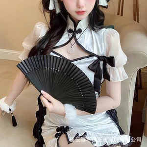 Ensemble de lingerie sexy pour femmes à petite poitrine - Cheongsam pur et séduisant, uniforme de style chinois sexy, pyjama doux et tentant - Product Image 1