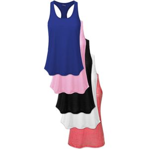 FOXA Women's <b>Flowy</b> Racer Back Tank <b>Tops</b> Active Workout Multi Color Pack Breathable Knitted 100% Polyester - Product Image 1
