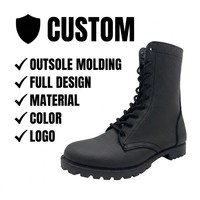 Bottes tactiques d'extérieur montantes noires en cuir gaufré à lacets pour hommes, semelle en caoutchouc à crampons radiaux, bottes de travail OEM pour patrouille