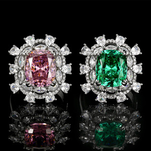 Großhandel: Charmantes <span class=keywords><strong>Paru</strong></span> Green Rose Cut Silber Rhodium/Gold plattiertes, größenverstellbares, IGI-zertifiziertes offenes Ring-Set – Modisch - Product Image 1
