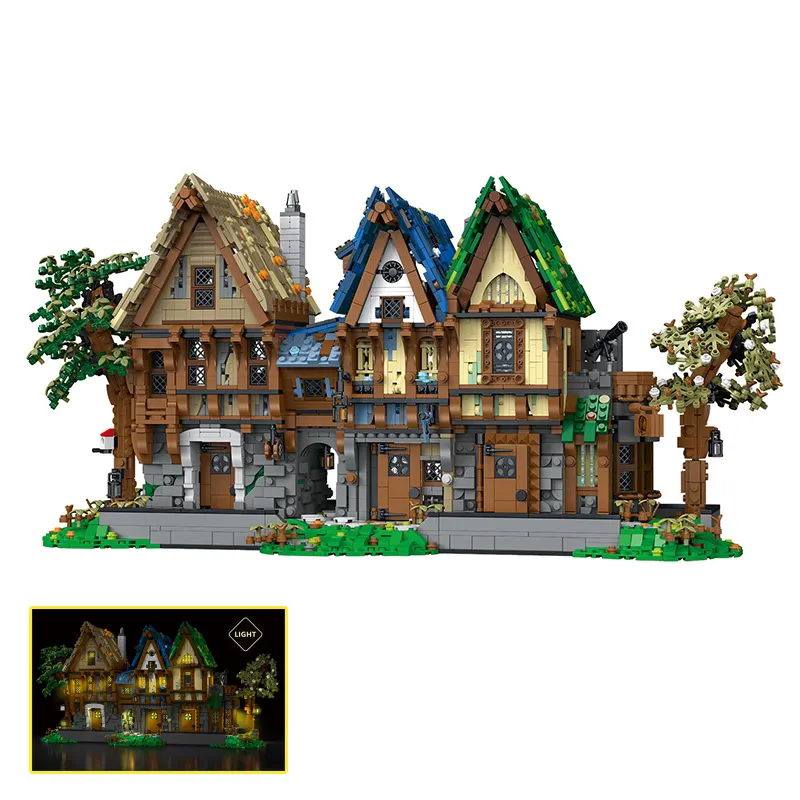 XMORK中世の家シリーズモデルビルディングブロックレンガ中世の魔法の家バービルドブロックセットおもちゃLEDライト付き子供用