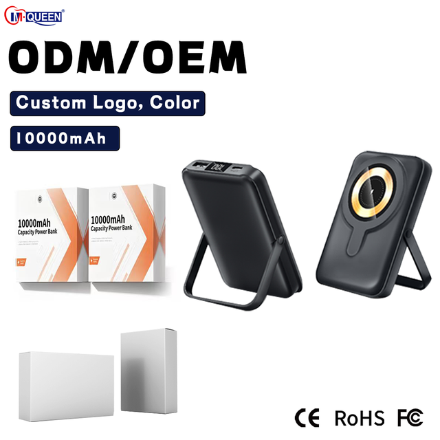 OEM PD 22.5W Fast Charging Portable External Battery Power Bank 10000mAh Wireless Charger Mini Magnetic Power Bank With Stand
