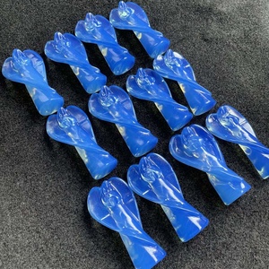 Venta al por mayor azul Opalite tallado Ángel figuritas cristal ángeles para meditación decoración del hogar - Product Image 4
