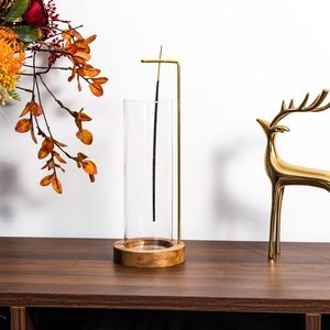 나무 향 홀더 향 스틱 버너 유리 애쉬 포수 황동 스틱 홈 장식 요가 스파 명상 단단한 나무 천연 - Product Image 4