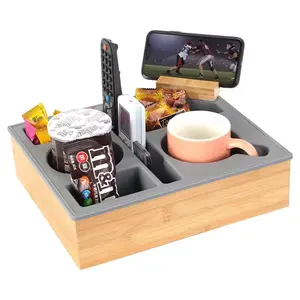 Đa-chức năng mộc mạc đi văng sofa tay vịn cup chủ tre đi văng cánh tay Snack khay tổ chức