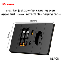 Cable Retráctil Tipo C de Carga Rápida USB 2.0 de 20 W para Teléfonos Apple y Android, Enchufe Brasileño
