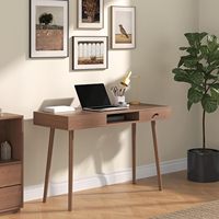 Bureau d'écriture en noyer à 2 tiroirs, compartiment de rangement ouvert, quatre pieds, pour bureau à domicile, étude ou travail sur ordinateur, directement de l'usine