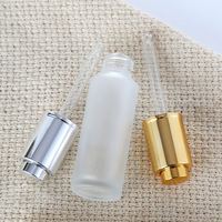 Flacon compte-gouttes en verre dépoli blanc transparent de haute qualité 20ml 30ml 50ml, avec épaule plate et compte-gouttes à pression pour huiles essentielles