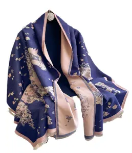 Magnifiques châles en cachemire avec impression de fleurs diverses mélangés épais chaud hiver Wrap écharpes pour les femmes fabrication en gros