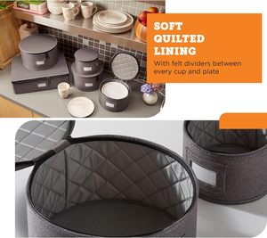 Lot de 5 boîtes de rangement rigides grises avec séparateurs matelassés pour assiettes, verres à vin, tasses, soucoupes, <span class=keywords><strong>vaisselle</strong></span>, déménagement et stockage - Product Image 5