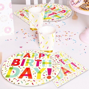 DAMAI joyeux <span class=keywords><strong>anniversaire</strong></span> fête vaisselle jetable assiette en papier tasse 1er <span class=keywords><strong>anniversaire</strong></span> fête décoration enfants bébé douche vaisselle - Product Image 3