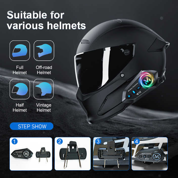 Universal Pairing Bluetooth Half Helmet Audio Headset for Motorcycle ...