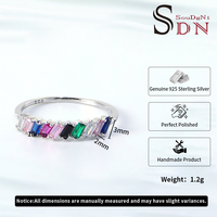 Promo Perhiasan Cincin Batu Permata Perak 925 Berlapis Rhodium Warna-warni Laris Manis, Cincin Baguette CZ Zirkonia untuk Pesta Pernikahan, Cincin Trendi