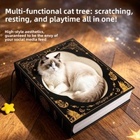 Lit-griffoir pour chat Magic BookStyle, motif vache noir, en carton ondulé durable, résistant aux griffures et respirant