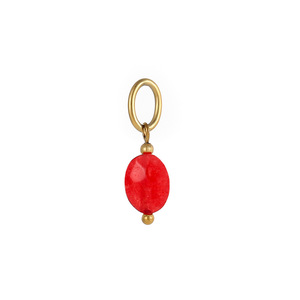 Charme ovale facetté |   Pendentif tendance en acier inoxydable plaqué or PVD 18 carats pour la fabrication de bijoux DIY pour enfants, vente en gros - Product Image 6