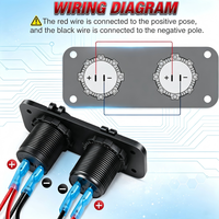 Panneau de commande marin 2 modules étanche avec chargeur USB QC3.0 PD Type-C et prise allume-cigare 12V pour VR, bateau, caravane, tout-terrain