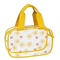 Sacs cosmétiques transparents en PVC avec logo personnalisé, fermeture éclair, grande capacité, durables, écologiques, organisateur de maquillage Anthurium