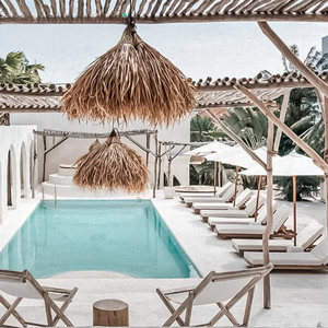 Moderno in legno letto a baldacchino ombrellone 10 piscina mobili da esterno per spiaggia giardino Hotel piscina Reciliner per uso esterno - Product Image 4