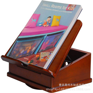 Wooden Recipe Rack Kitchen Storage Box <b>Tablet</b> Phone Book Stand Desk Reading Stand Solid Wood Rotating Design - Product Image 1