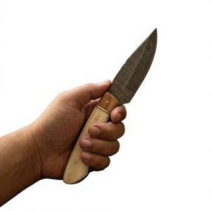Couteau à lame fixe en acier Damas avec manche coloré, personnalisable pour la chasse, le camping et la survie - Product Image 1