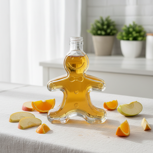 Bouteille en verre transparente personnalisable de 250 ml en forme de bonhomme en <span class=keywords><strong>pain</strong></span> <span class=keywords><strong>d</strong></span>'épices avec bouchon à vis pour boissons, vin et jus - Product Image 6