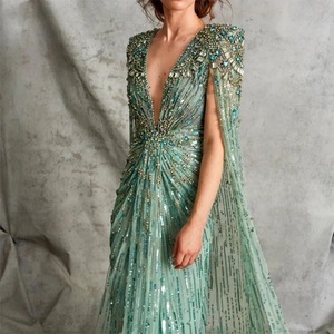 <span class=keywords><strong>Verde</strong></span> abiti <span class=keywords><strong>da</strong></span> sera di lusso Dubai con mantello in oro fucsia sirena in oro <span class=keywords><strong>da</strong></span> donna matrimonio formale festa di Gownlle adulti - Product Image 3