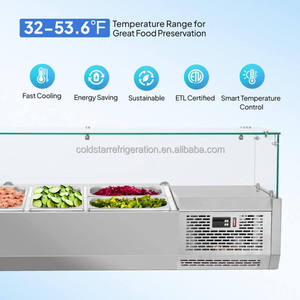 Mueble Refrigerado Comercial con Vitrina Integrada, Mesa de Hielo para Mariscos, Exhibidor Refrigerado de Autoservicio para Ensaladas y Carnes - Product Image 3