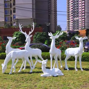 屋外公園装飾用、カスタマイズ可能なサイズと色の、グラスファイバー樹脂製の模造動物トナカイ像（家庭およびオフィス用） - Product Image 4