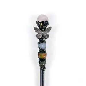 새로운 도착 다채로운 천연 믹스 재료 크리스탈 선물을위한 구체와 돌 마술 지팡이