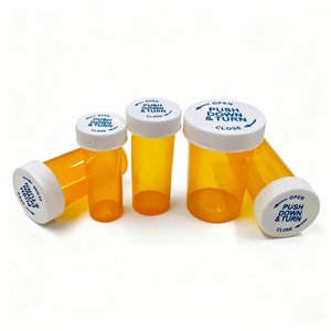 Flacons de pharmacie de 13 drs, flacons de médicaments ambrés résistants aux enfants avec bouchons en plastique CR - Product Image 5