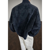 Veste de travail rétro pour homme en cuir PU gris uni avec fermeture éclair, coupe ample et col montant, idéale pour l'automne