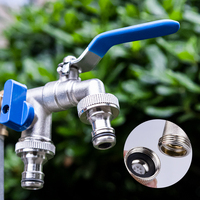 Robinet à bille double sortie TMOK DN15 1/2 en laiton, robinet d'eau extérieur pour jardin