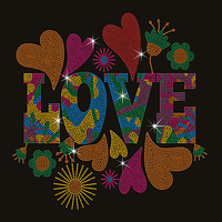 Transfert de strass thermocollant Bling pour la Saint-Valentin, motif de strass pour T-shirt
