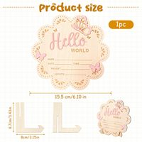 Panneau de naissance pour nouveau-né « Hello World », en bois, avec support, slogan de bienvenue mignon, motif papillon