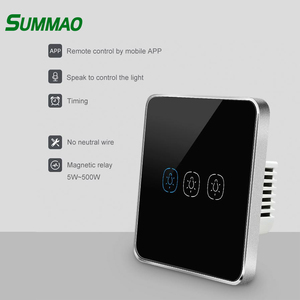 适用于智能生活家居 Zigbee 无中性线 3 位壁灯触摸式电动开关 10A 英国/欧盟标准 - Product Image 2