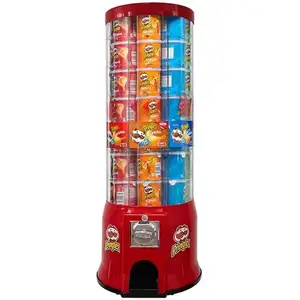 Máquina de venda automática de latas de batatas fritas Pringle 33 polegadas, lanche exclusivo de grande capacidade, máquina semiautomática operada por moedas