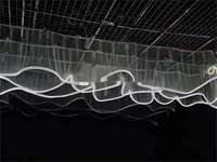 Rideaux de Plafond Lumineux en Gaze LED en Forme de S, Bandes de Tissu Filet Lisse pour Décorations de Plafond de Salle de Mariage, Rideaux en Fil Lumineux