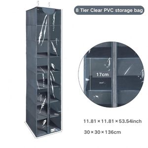 Organizador de Armario Colgante de PVC Transparente de 8 Niveles con Cremallera, Estantes para Almacenamiento de Suéteres y Zapatos, Cubierta Colgante con Cremallera para Almacenamiento en Armarios - Product Image 2