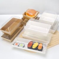 Boîte à sushi à emporter avec couvercle transparent, boîtes en papier personnalisées pour l'emballage de la restauration rapide