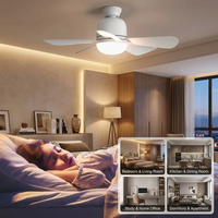 Ventilateur de plafond blanc 20,5 pouces avec moteur AC, lumière LED 40W, télécommande, intensité variable, moderne, pour salon (vente en gros)