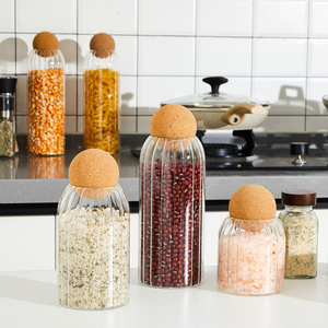 Household Round Cork-Sealed Glass Spice Jar for Food <b>Storage</b> Whole Grain <b>Storage</b> Jar - Product Image 5