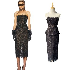 Women's Glam Lace Luxury Off Shoulder Bandeau Cami Top Slim Fit Skirt Elegant 2-Piece <b>Set</b> - Product Image 1