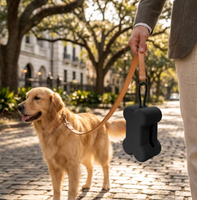 Distributeur de sacs à déjections canines en silicone en forme d'os, avec porte-sacs 100 % compostables et mousqueton à clipser sur la laisse, pour usage extérieur