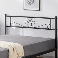 Lit simple en métal noir à cadre surélevé pour salon, vente en gros à prix réduit