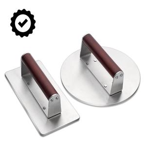 Heavy Duty 430 Stainless Steel Burgerpress Hard Wood Handle Eco-Friendly Extra Large Beef Patty Smasher for Home Commercial Use - Product Image 1