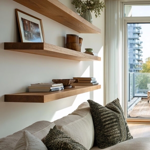<span class=keywords><strong>Étagère</strong></span> <span class=keywords><strong>murale</strong></span> rustique en bois d'orme massif avec fixation discrète pour salon, chambre, <span class=keywords><strong>cuisine</strong></span>, décoration intérieure - Product Image 5