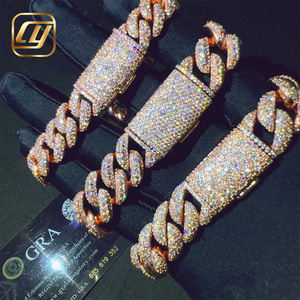 Pulsera de Moissanita que Pasa el Test de Diamantes, 12-15MM, Joyería Hip Hop, Plata de Ley 925, Certificado GRA, Pulsera de Eslabones Cubanos - Product Image 3